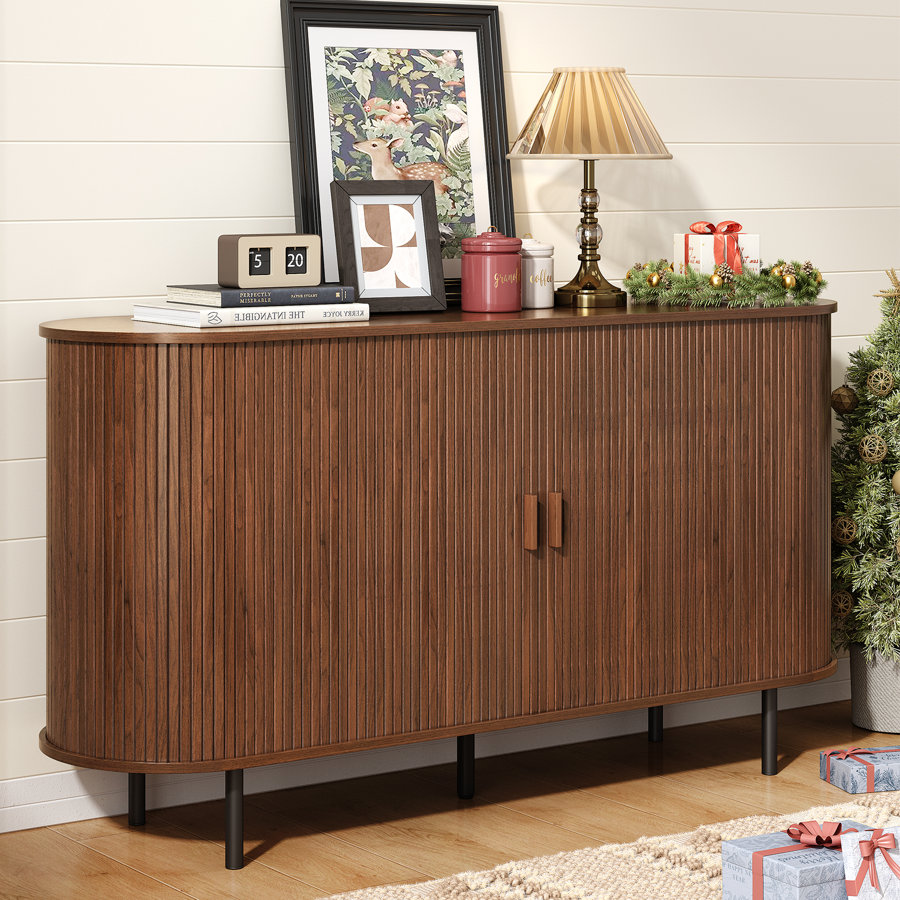 55'' Sideboard Storage Cabinet With Doors And Shelves - Credenza Storage Cabinet For Office, Bedroom Storage Cabinet, Hallway Storage Cabinet, Console Storage Cabinet